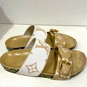 Louis Vuitton bom dia mule in blanca/moka